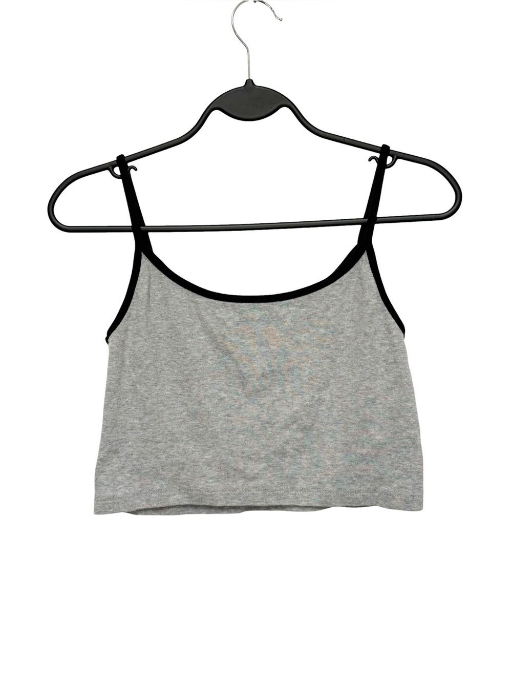 Brandy Melville John Galt Gray Black Contrast Trim Baby Tank Top Y2K 90s